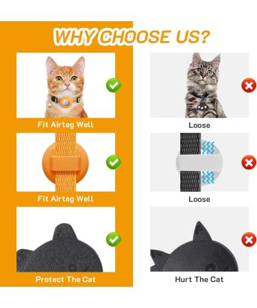 Lafayi 2 Pack Airtag Cat Collar with Bell | Reflective GPS Tracker Case | Personalized Safety Clasp Collars for Cats - Orange - Buy Online on SooperMarket.com