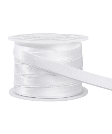 BENECREAT 13.5 Yard Satin Bias Tape 3/8 Inch Double Fold Satin Binding Bias Ribbon for Cheongsam Decoration  Clothing Seaming Piping  White