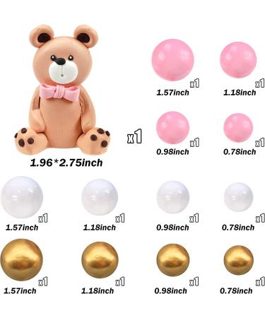 Mini Bear Cake Toppers - Gold, Pink, White Pearl Decorations for Baby Shower & Birthday Party - Teddy Bear Theme Supplies (Pink) - Buy Online on SooperMarket.com