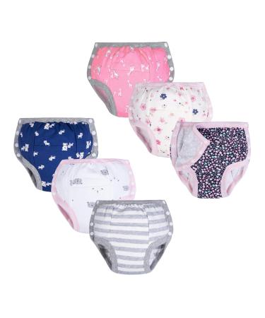 BIG ELEPHANT Toddler Side Button Training Pants, Snaps on Potty Training Underwear for Boys and Girl 3-style C 6 Pack 3T