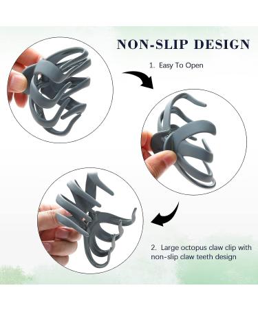 5PCS Large Octopus Hair Claw Clips - Non-slip Strong Hold Matte Clips for Thick Hair - Set of 5 in Black, Gray, Blue, Pink, Brown - 3 Inch Spider Claw Clips for Women and Girls - Buy Online on SooperMarket.com