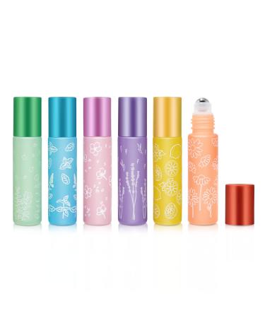Essential Oil Roller Bottles, Gemice 10ml Roll on bottle with Stainless Steel Balls, Portable Refillable Clear Perfume Sample Bottles, Opener and Dropper included 6 Count (Pack of 1)