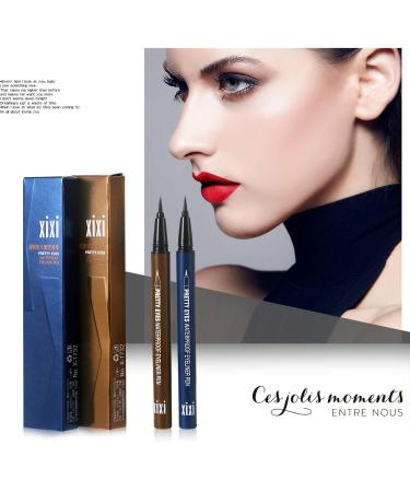 Vtrem 2 Pack Blue Eyeliner Pencil - Waterproof Navy Blue/Light Brown Liquid Eyeliner Pen Set for Smudge Proof, Long Lasting Makeup - Korean Glitter Liner Tools - Buy Online on SooperMarket.com