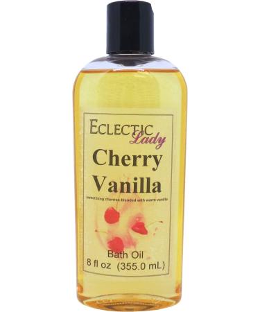 Cherry Vanilla Bath Oil by Eclectic Lady - Scented Bath Oil - Relaxing & Moisturizing Bathing Oil - Fragrance Body Oil For Dry & Rough Sensitive Skin - Body Daily Nourishing Shower Oil (8 oz) 8 Ounce
