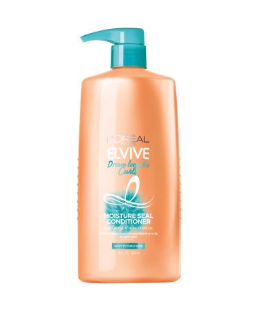 L'Oreal Paris Elvive Dream Lengths Curls Moisture Seal Conditioner  Paraben-Free with Hyaluronic Acid and Castor Oil. Best for wavy hair to curly hair  28 fl oz
