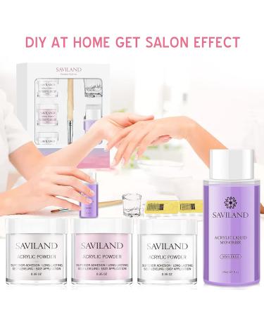 Saviland Acrylic Nail Kit - Professional Acrylic Powder and Liquid Set with Nail Brush and Forms - 3 Colors for Nails Extension - Beginner Friendly - Buy Online on SooperMarket.com