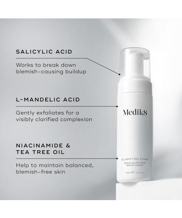 Medik8 Clarifying Foam - Refreshing AHA/BHA Blemish Cleanser - Hydrates & Smooths - For Blemish-Prone Skin - 150ml - Buy Online on SooperMarket.com