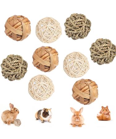 9PCs Kaub lle small animals Kieletzeiten rabbits toys grassball willow ball toys for small animals rabbits cubs rattan balls dental toys grass toys for rabbits hamster 3*3-9 Pezzi