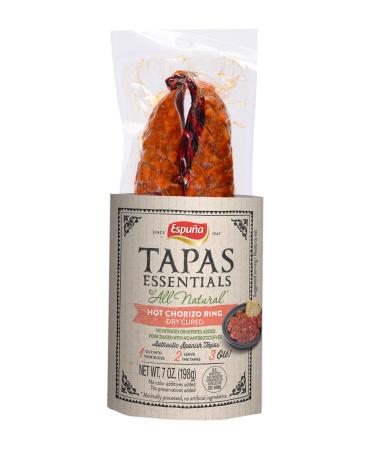 Hot Chorizo Ring (Sarta) - Spanish Chorizo for Authentic Tapas 7oz | Espua