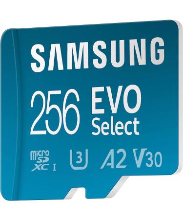 SAMSUNG EVO Select 256GB MicroSDXC Memory Card + Adapter | 4K UHD, Full HD, A2, V30, UHS-I, U3 | Expanded Storage for Android, Nintendo Switch - Buy Online on SooperMarket.com