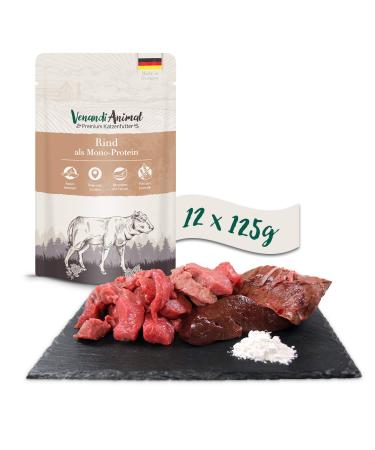 Venandi Animal - Premium wet food for cats - Beef as monoprotein 12-pack (12 x 125 g) grain-free monoprotein