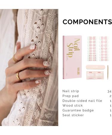NAILOG Semi Cured Gel Nail Strips 34 pcs Salon-Quality Gel Nail Stickers Long Lasting Nail Wraps for Women with Soft Gel Finish (Yes I Do) - Buy Online on SooperMarket.com