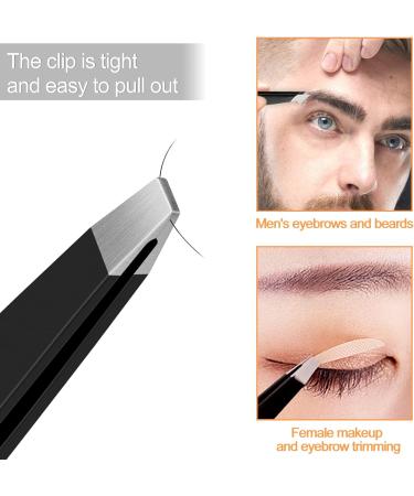 Sularpek 4-Piece Professional Stainless Steel Eyebrow Tweezers Set with Leather Case - Ideal for Ingrown Hair, Eyebrow Plucking, and Facial Hair Removal - Women & Men - Buy Online on SooperMarket.com