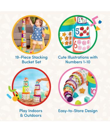Batta Stacking Cups - Sorting & Learning Toy for Kids 18+ Months | 19-Piece Shape & Number Tower by StapeliMer - Buy Online on SooperMarket.com