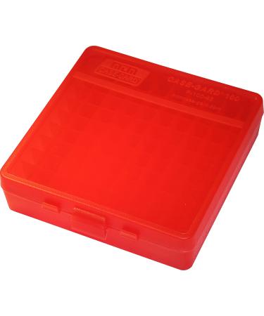 MTM 100 Round Flip-Top Ammo Box 40/45/10MM Cal (Clear Red)