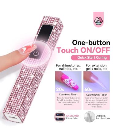 SAVILAND Glitter UV Light for Gel Nails - 2024 12W Handheld UV Nail Lamp with LCD Screen 8X-Faster Cure Touch Screen & Cordless | Perfect for Home & Salon Use - Buy Online on SooperMarket.com