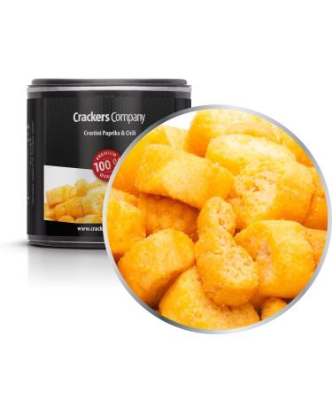5 x 35g Croutons Semmel cubes Mediterranean Vegetarian vegan and lactose -free with chili paprika onion garlic olive oil crostini paprika & chili topping to soup and salad 5 x 35g in membrandosis small (175g)