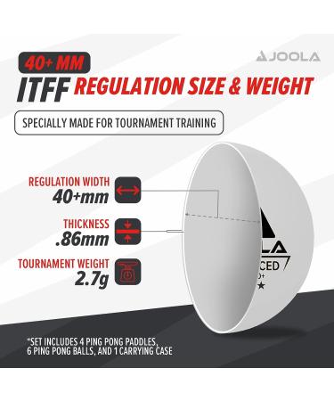 JOOLA Advanced Table Tennis Paddle Set - Includes 4 Ping Pong Paddles  6 3-Star Ping Pong Balls & Carrying Case - for Intermediate Competitive Matches  Ideal for Teens  Adults  & High Volume Play - Buy Online on SooperMarket.com