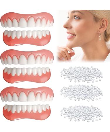 6 PCS Fake Teeth Veneers for Temporary Tooth Repair - Upper and Lower Jaw - Dental Veneers for Men and Women - Bright White Smile - W04 - Buy Online on SooperMarket.com
