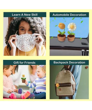 Qunland Crochet Kit for Beginners - 6 Pcs Potted Flowers DIY Kit for Adults and Kids - Yellow Crochet Starter Knitting Kit with Step-by-Step Instructions - Buy Online on SooperMarket.com