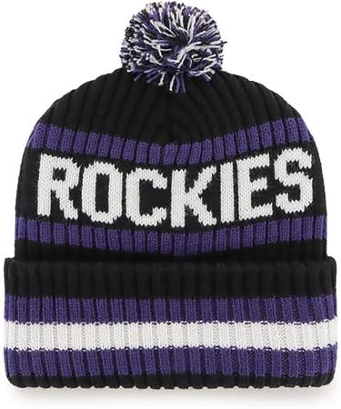 Colorado Rockies Bering Cuff Knit Stretch Beanie - Black Team Color Logo | Men's & Women's - Buy Online on SooperMarket.com