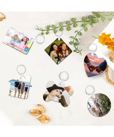 90Pcs Sublimation Keychain Blanks Bulk - DIY MDF Keychains with Rings for Heat Transfer - Double-Sided Printed - 6 Shapes Ornament Blanks - Buy Online on SooperMarket.com