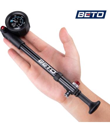 BETO High Pressure Shock Pump - 400 PSI Max | MTB Bike Fork & Rear Suspension Pump with No-Loss Schrader Valve - Buy Online on SooperMarket.com