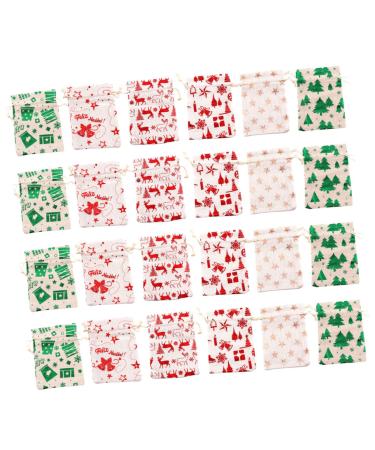 CHILDWEET 1 Set Christmas Bag Storage Bags Christmas Calendar Countdown Xmas Storage Pouch Portable