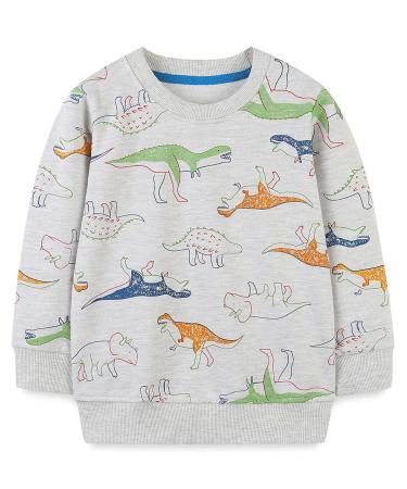Boys Sweatshirt for Kids Dinosaur Jumper Cotton Casual Top Long Sleeve Pullover T-Shirt Toddler Girls Shirts Baby Clothes 1-8 Years 1-2 Years Dinosaur 07