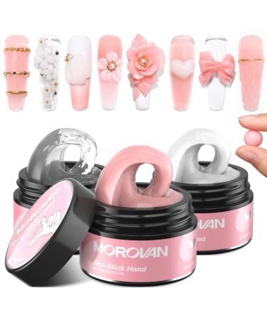 Morovan Solid Builder Nail Gel - 3 Colors Non-Sticky Solid Building Gel Hard Gel for Nails 3D Solid Gel Modeling Gel Long-Lasting Nail Extension Gel for Manicure Art DIY Home Salon Use