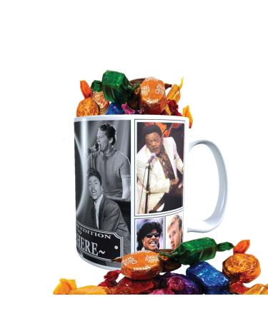 Rock n Roll Greats of 50s & 60s Personalised Music Icon Mug with Choice of Sweets Gift
