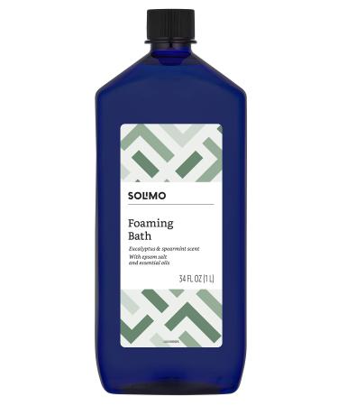 Amazon Brand - Solimo Eucalyptus & Spearmint Scented Foaming Bath with Essential Oils  34 Fluid Ounce 34 Fl Oz (Pack of 1)
