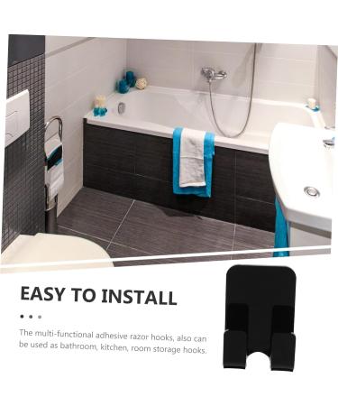 HEMOTON Acrylic Door Hook 8pcs Bathroom Hook Shower Door Wall-Mounted Towel Hanger Organizer Hangers Rack for Bathrooms Plug 6X4.5X2.8CM Black - Buy Online on SooperMarket.com