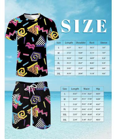 Arssm Men's Vintage 2-Piece Shirts and Shorts Set for Retro Summer Party - Black, X-Large - Buy Online on SooperMarket.com