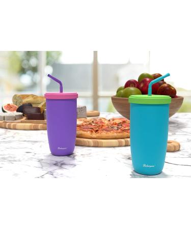 Bakerpan Silicone Straw Cup for Toddlers and Kids 12oz - Purple | BPA-Free, Spill-Proof Design - Buy Online on SooperMarket.com