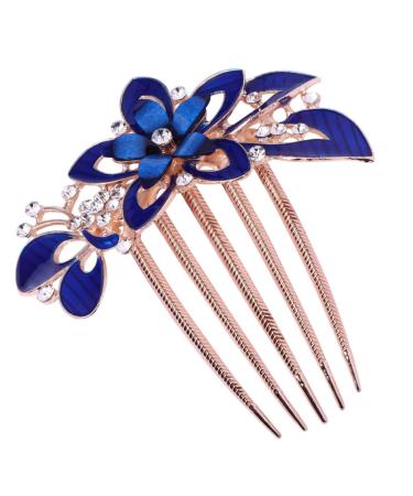 OSALADI Crystal Bride Wedding Hair Comb Blue Flower Bridal Hair Comb Rhinestone Crystal Clip Bridal Hair Accessories for Women Ladies Wedding
