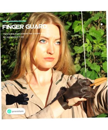 Anneome Archery Finger Stall Mittens Bow and Finger Glove Three Finger Archery Gloves Leather Gloves Archery Equipment Portable Shooting Glove Wear-resistant Archery Equipment Black Major 20x10cm Black - Buy Online on SooperMarket.com