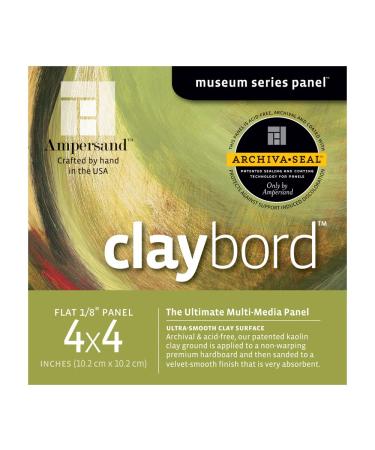 Ampersand Museum Series Claybord Panels for Paint and Ink, 1/8 Inch Depth, 4X4 Inch, Pack of 4 (CBS044)