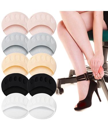 Honeycomb Forefoot Pads Feet Sweat Pads Metatarsal Pads Soft Ball of Foot Cushion Pads Relief Foot Fatigue Pain Unisex Suitable for Various Shoe Types 5 Colors 5 Pairs Beige Pink Black Gray White