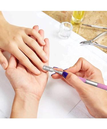 Krisp Beauty Dual Sided Cuticle Pusher - Surgical Grade Stainless Steel Manicure Pedicure Tool Set for Nail Care - Pink - Buy Online on SooperMarket.com
