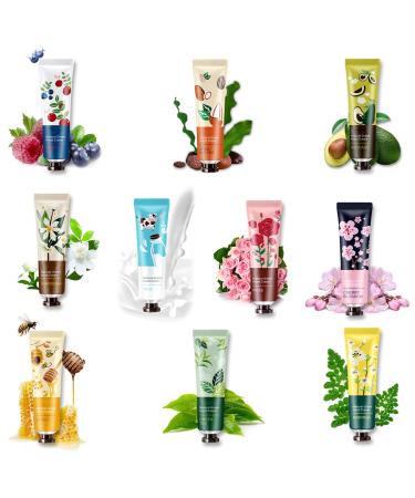 10 Pack Natural Plant Fragrance Hand Cream for Dry Hands Moisturizing Hand Care Cream Hand Lotion Travel Gift Set Travel Size Hand Lotion Set for Men and Women-30ml
