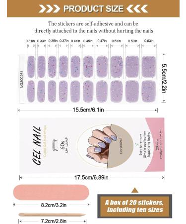 Kalolary 20PCS Luminous Glitter Gel Nail Polish Strips - Glow in the Dark Purple Nail Wraps with File & Stick - Waterproof Adhesive Nail Art Sticker - Buy Online on SooperMarket.com