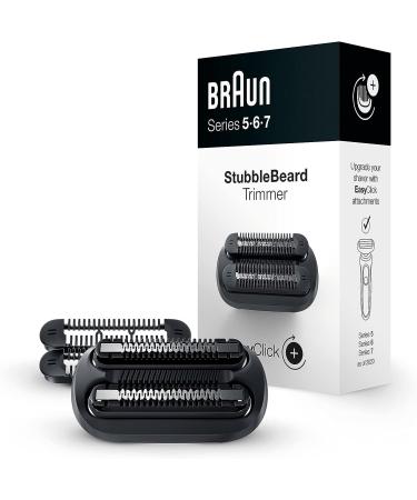 Braun EasyClick Stubble Beard Trimmer Attachment For New Generation Series 5 6 and 7 Electric Shaver With Four Different Stubble Lengths Black