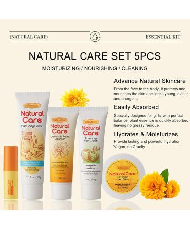 Natural Essence Skin Care Set - Daily Moisturizing Essentials | Beeswax Lip Balm Coconut Foot Cream Milk Lotion Chamomile Cleanser Lavender Salve | International Shipping - Buy Online on SooperMarket.com
