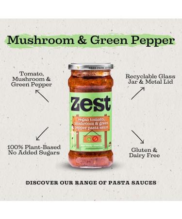 Zest Tomato Mushroom and Green Pepper Pasta Sauce 340g Vegan Dairy & Gluten Free Plant Based No Added Sugar - Buy Online on SooperMarket.com