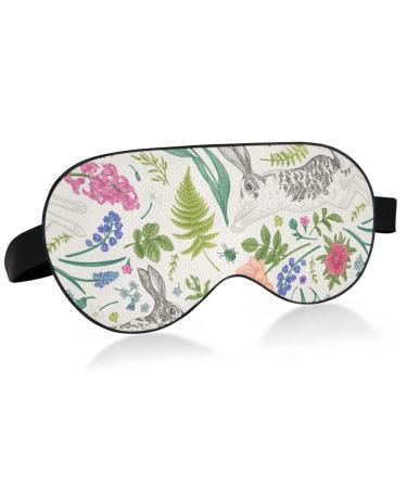 Haskirky Light Blocking Eye Mask Breathable and Adjustable Adult Men and Women Travel on Business Trips Yoga Meditation Light Smooth Comfortable Eye Mask Office Deep Sleep Goodies Rabbit Flower