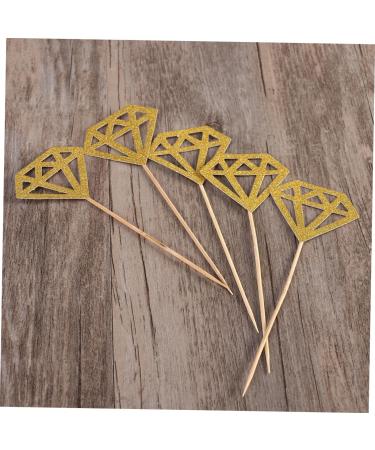 AOKWAWALIY 50pcs Wedding Decoration Diamond Shaped Cupcake Picks Cupcake Diamond Topper Cake Topper Diamond Glitter Diamond Wedding Ceremony Decorations Fruit Happy Birthday Bride Golden medium - Buy Online on SooperMarket.com