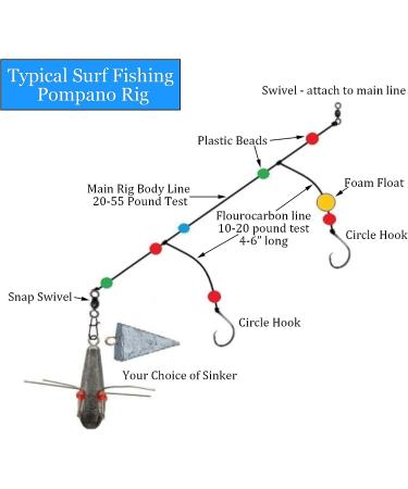 Pompano Rigs Making Kit - Surf Fishing Rig with 210pcs of Bottom Rig Parts, Snell Floats, Beads, Circle Hooks, Swivels, and Snaps - Saltwater Fishing Accessories for Surf Fishing - Buy Online on SooperMarket.com
