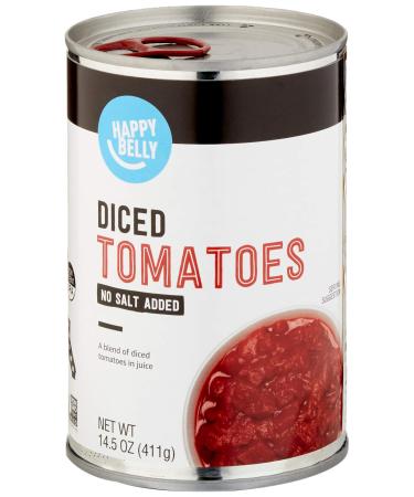 Amazon Brand - Happy Belly Diced Tomatoes, No Salt Added, 14.5 Ounce