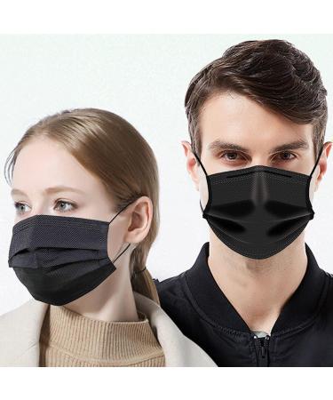 Buy 100 Pack Made in USA Black Disposable Face Masks - 3 Layer Medical Masks for Adults | Home Office Outdoor & School - Buy Online on SooperMarket.com
